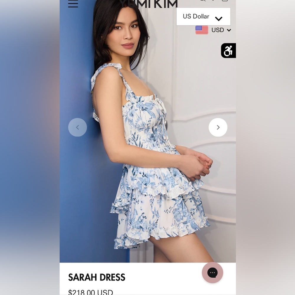 Yumi Kim Sarah Dress L Lunar Garden Cyan
